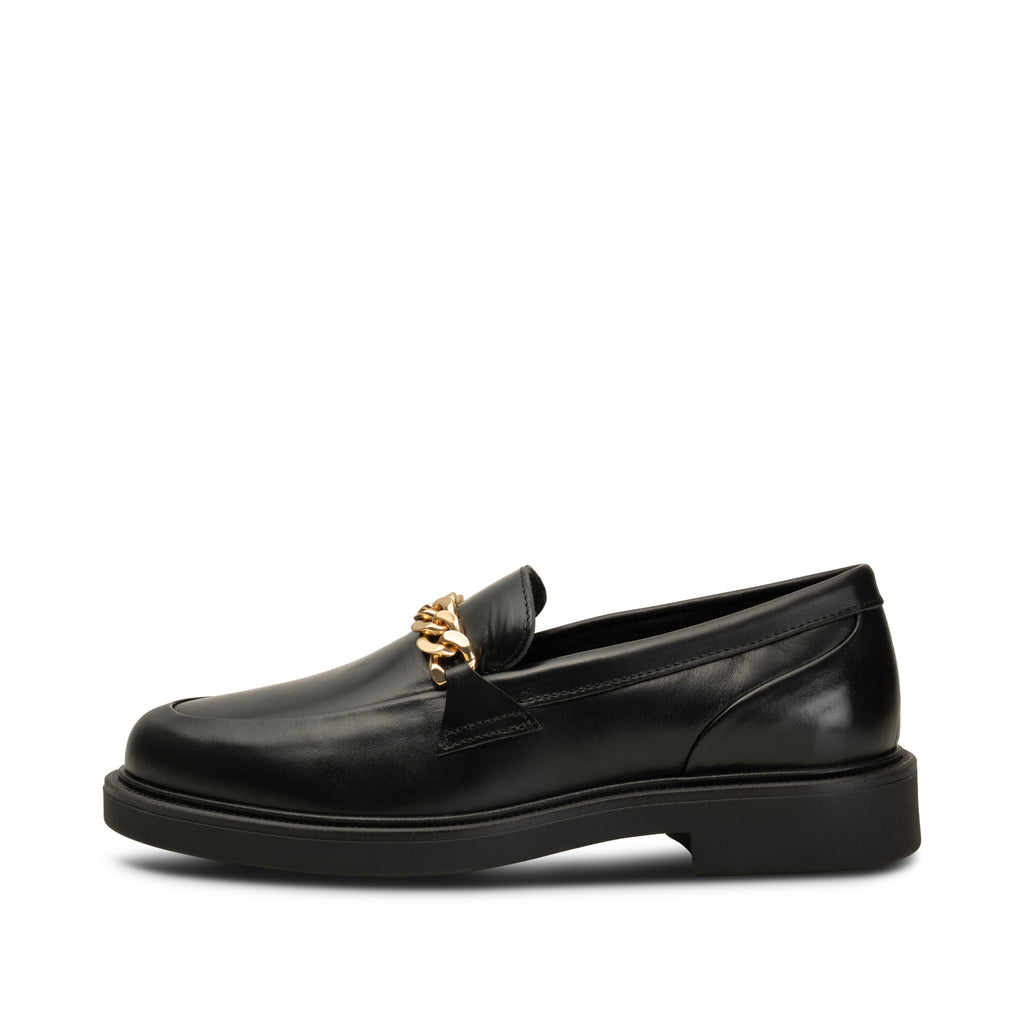 Thyra Chain Loafer Leather - BLACK